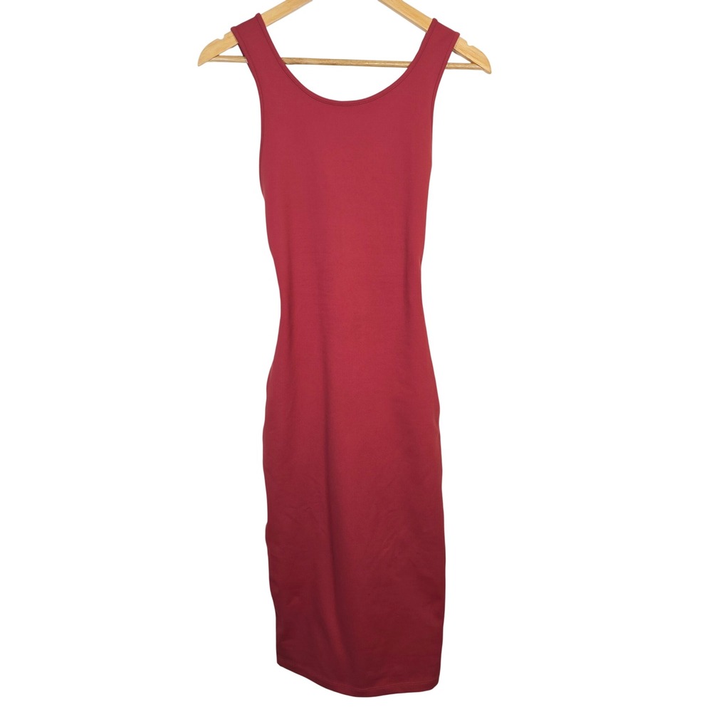 The‎ Group by Babaton Brick Red Criss Cross Back Bodycon Midi Dress Womens Small